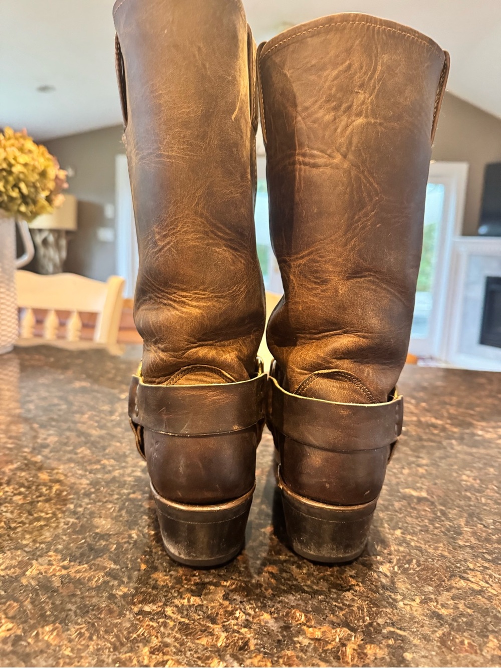 Frye Brown Leather Harness Boots - Picture 3 of 6